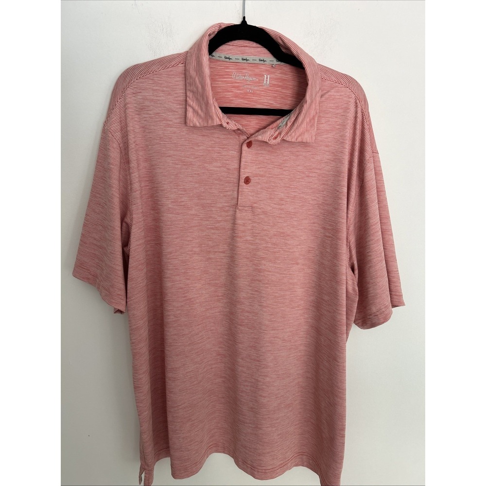 Walter Hagen Men's 11 Majors XXL Short Sleeve WhiteOrange Stripe Golf Polo Shirt